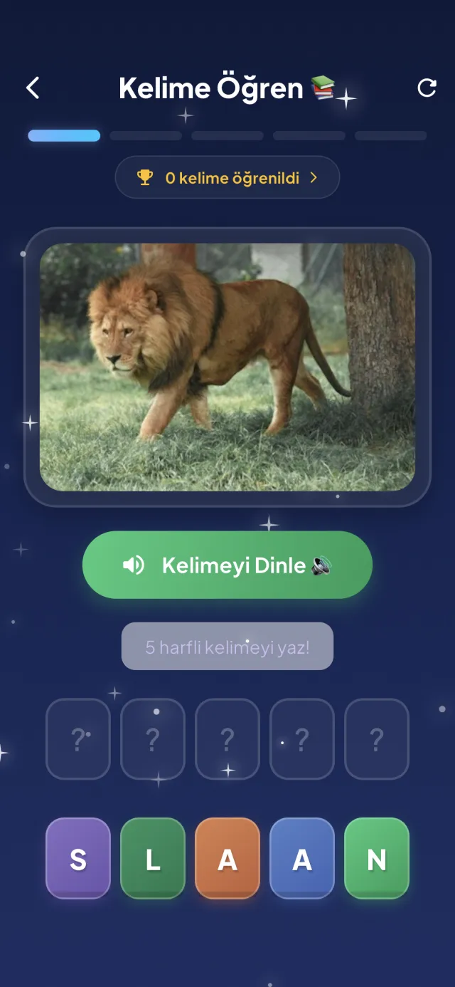 Kelime Öğren ekranı